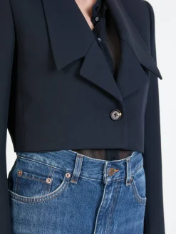 Cropped Blazer Marineblau