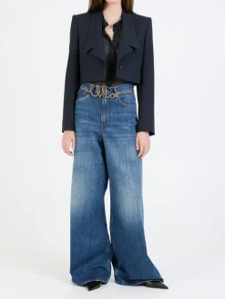 Cropped Blazer Marineblau