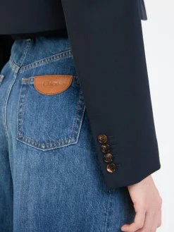 Cropped Blazer Marineblau