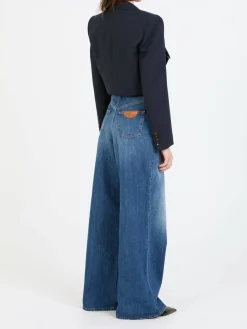 Cropped Blazer Marineblau