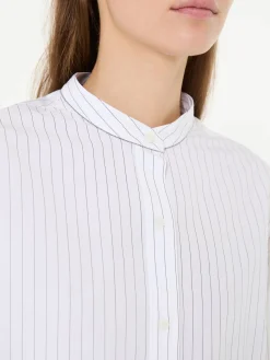 Cropped Bluse Gestreift Weiß/Schwarz
