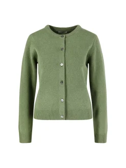 Cropped Cashmere-Strickjacke Eucalyptus