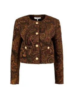 Cropped Jacke aus Gobelin-Jacquard Multicolor Red