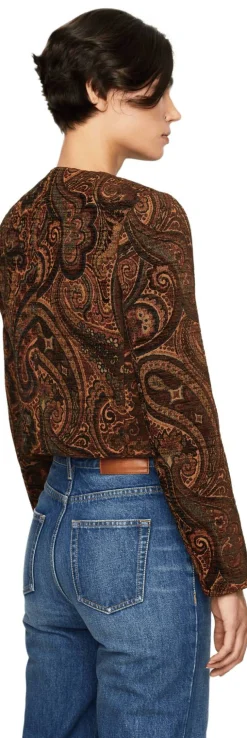 Cropped Jacke aus Gobelin-Jacquard Multicolor Red