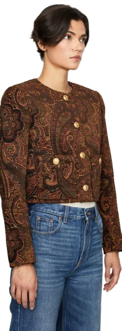 Cropped Jacke aus Gobelin-Jacquard Multicolor Red