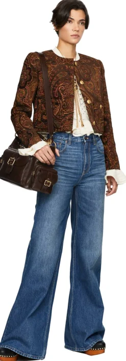Cropped Jacke aus Gobelin-Jacquard Multicolor Red