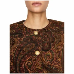 Cropped Jacke aus Gobelin-Jacquard Multicolor Red