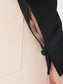 Cropped Jacke aus Seidenfaille mit Puffärmeln Schwarz