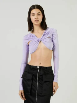 Cropped-Langarmshirt Violett