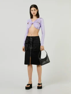 Cropped-Langarmshirt Violett