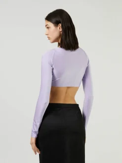 Cropped-Langarmshirt Violett