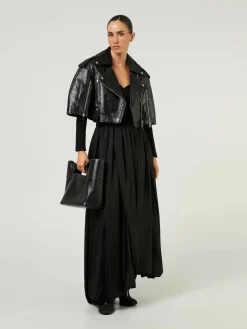 Cropped-Lederjacke Schwarz