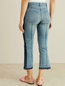 Cropped Slim Fit Jeans Blau