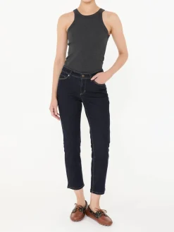 Cropped Slim-Fit Jeans 'Piper Short' Blau