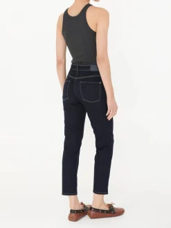 Cropped Slim-Fit Jeans 'Piper Short' Blau
