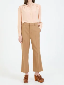 Cropped Stoffhose Braun