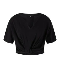Cropped Top 'Twisted Front' Schwarz