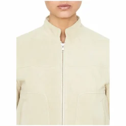 Cropped Velourslederjacke Crème