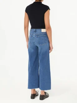 Cropped Wide-Leg-Jeans 'Lyra' Mittelblau