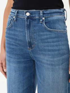 Cropped Wide-Leg-Jeans 'Lyra' Mittelblau