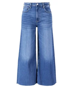 Cropped Wide-Leg-Jeans 'Lyra' Mittelblau