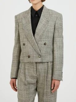 Cropped Wollblazer Grau