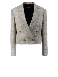 Cropped Wollblazer Grau
