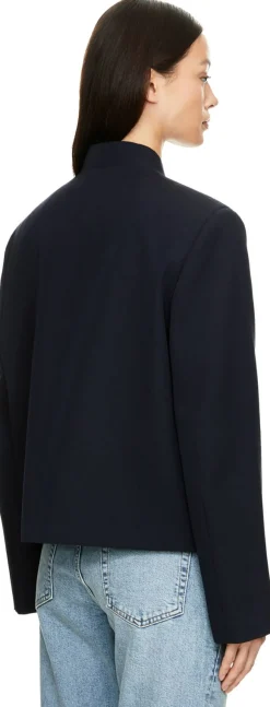 Cropped Wollblazer Marineblau