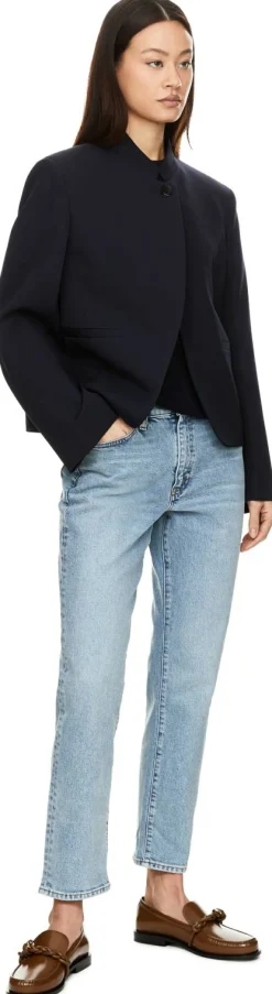 Cropped Wollblazer Marineblau