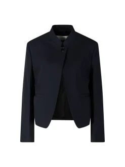 Cropped Wollblazer Marineblau