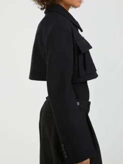 Cropped Wolljacke Marineblau
