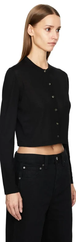 Cropped Woll-Strickjacke 'Brieta' Schwarz