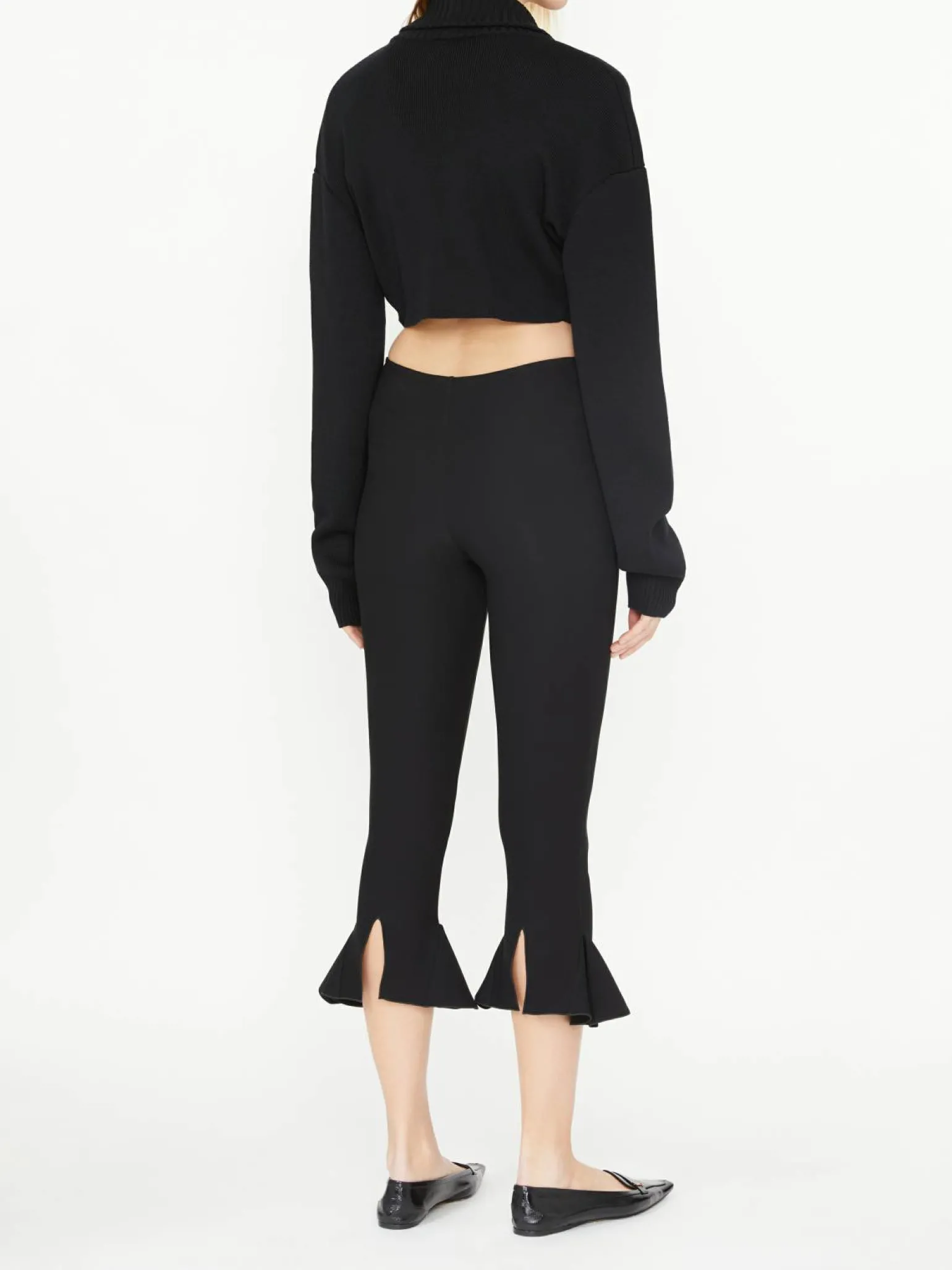 Cropped Wollstrickjacke Schwarz