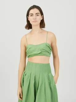 Crop-Top aus Leinen 'Thea' Hellgrün