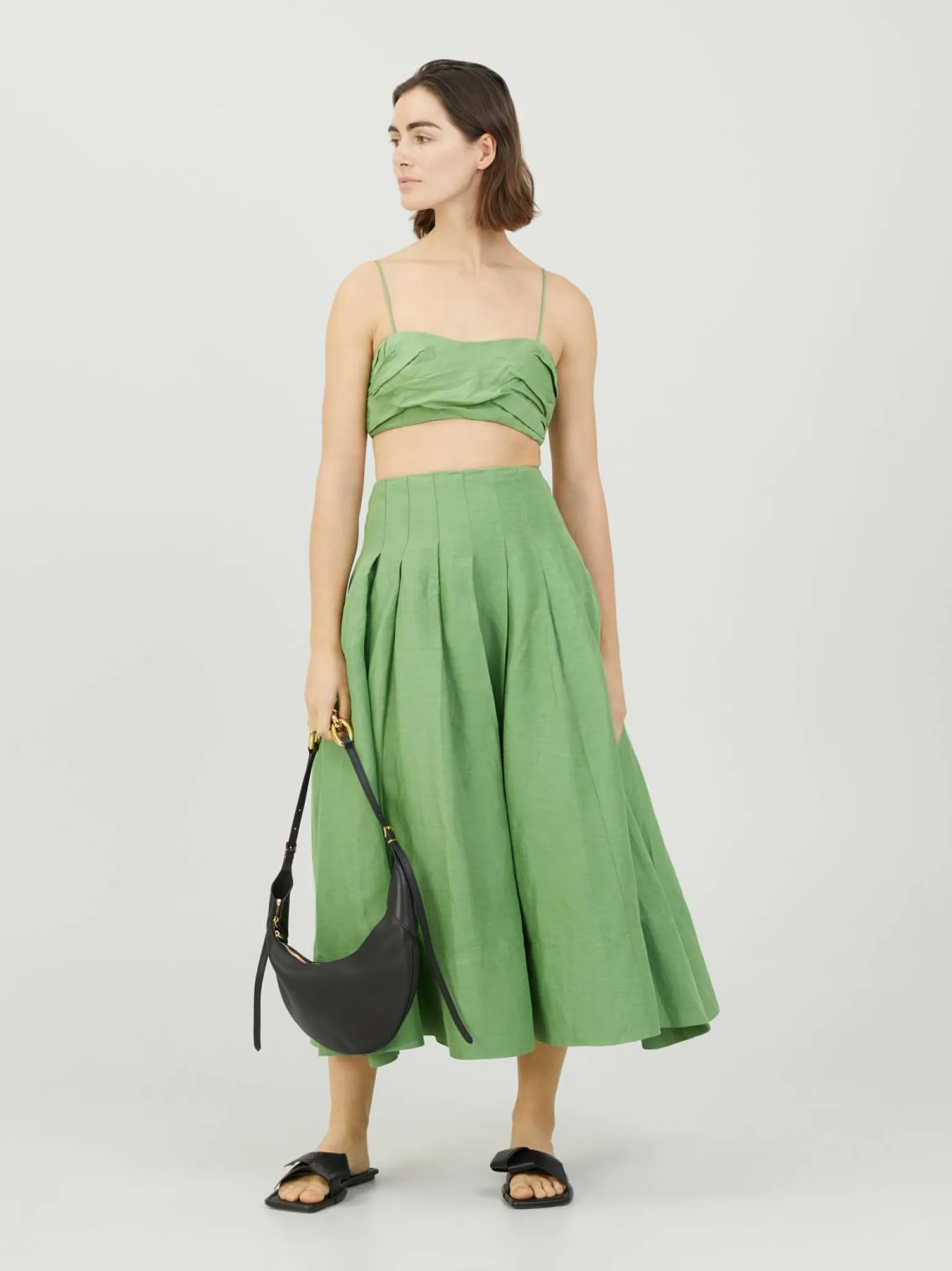 Crop-Top aus Leinen 'Thea' Hellgrün