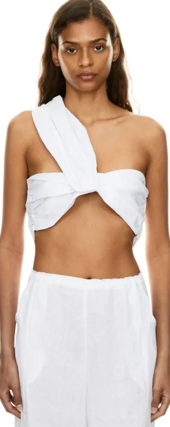Crop-Top One-Shoulder 'Camil' Weiß
