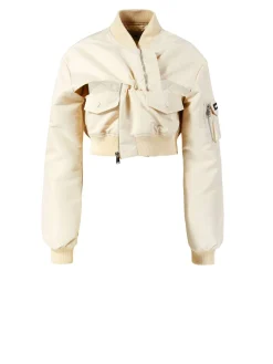 Cut-Out Cropped Bomberjacke Crème