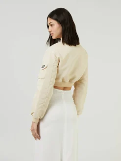 Cut-Out Cropped Bomberjacke Crème