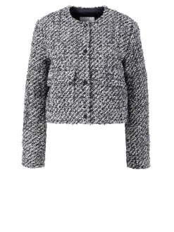 Daunenjacke aus Tweed 'Dauphin' Blau/Weiß