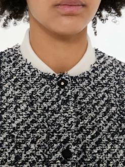 Daunenjacke aus Tweed 'Dauphin' Blau/Weiß