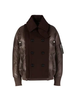 Daunenjacke mit Wolle Dunkelbraun