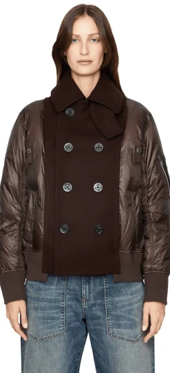 Daunenjacke mit Wolle Dunkelbraun
