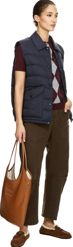 Daunenweste mit Retro-Logo Marineblau