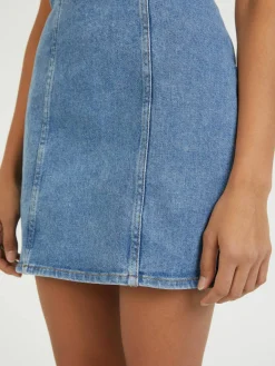 Denim Bustier Minikleid Blau