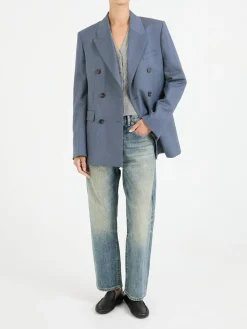 Doppelreihiger Wollblazer 'Diva' Eisblau