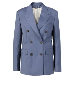 Doppelreihiger Wollblazer 'Diva' Eisblau