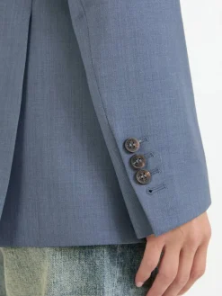 Doppelreihiger Wollblazer 'Diva' Eisblau