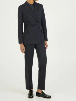 Doppelreihiger Wollblazer Marineblau