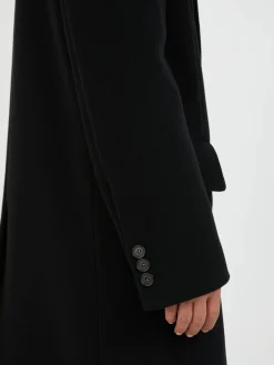 Doppelreihiger Wollmantel Schwarz