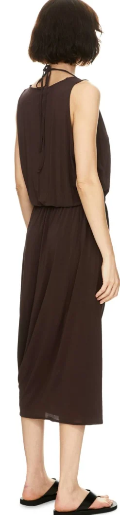 Drapiertes doppellagiges Midikleid Violett